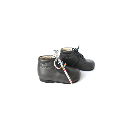 Zapatos Bebé Botín Cordones Athénaïs - Piel Gris Topo - Niña