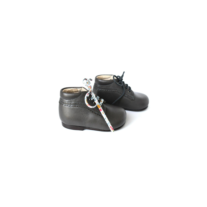 Chaussures Bébé Bottillon À Lacets Athénaïs - Cuir Gris Taupe - Fille
