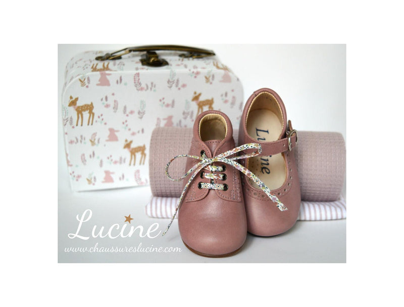 Chaussures Bébé Bottillon À Lacets Fille Athénaïs - Cuir Vieux Rose - Fille