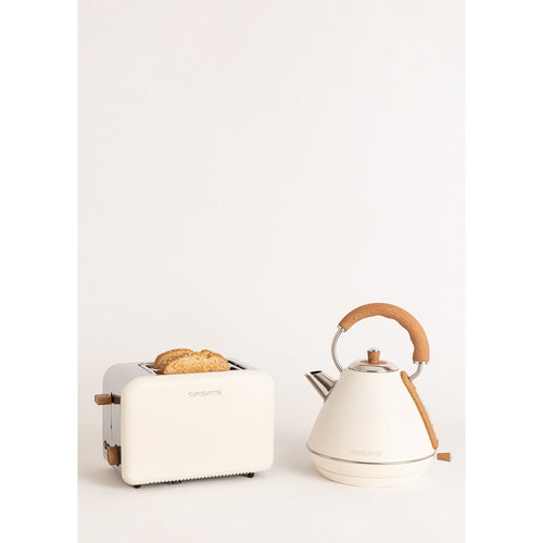 Pack Petit Grille-Pain Toast Retro + Grande Bouilloire 1,7L Kettle Retro - Blanc Cassé