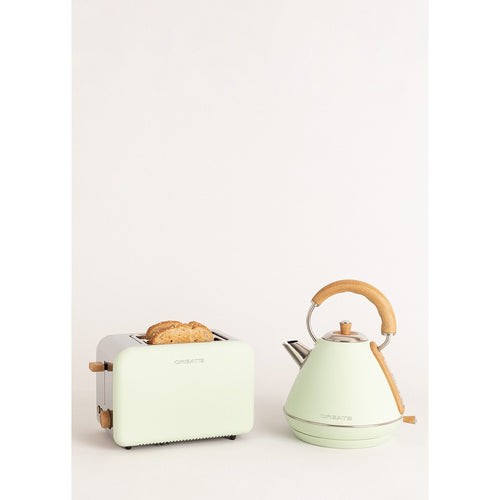 Pack - Petit Grille-Pain Toast Retro + Grande Bouilloire Kettle Retro 1,7L - Vert Pastel