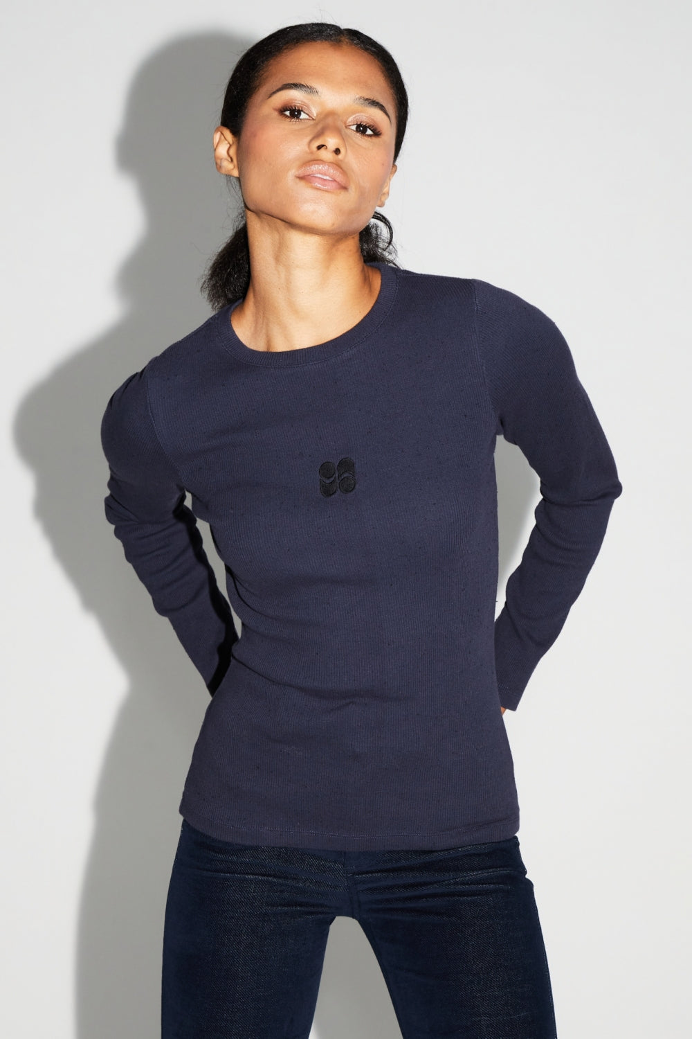 T-Shirt Hugo Navy Moucheté Fabriqué Au Portugal