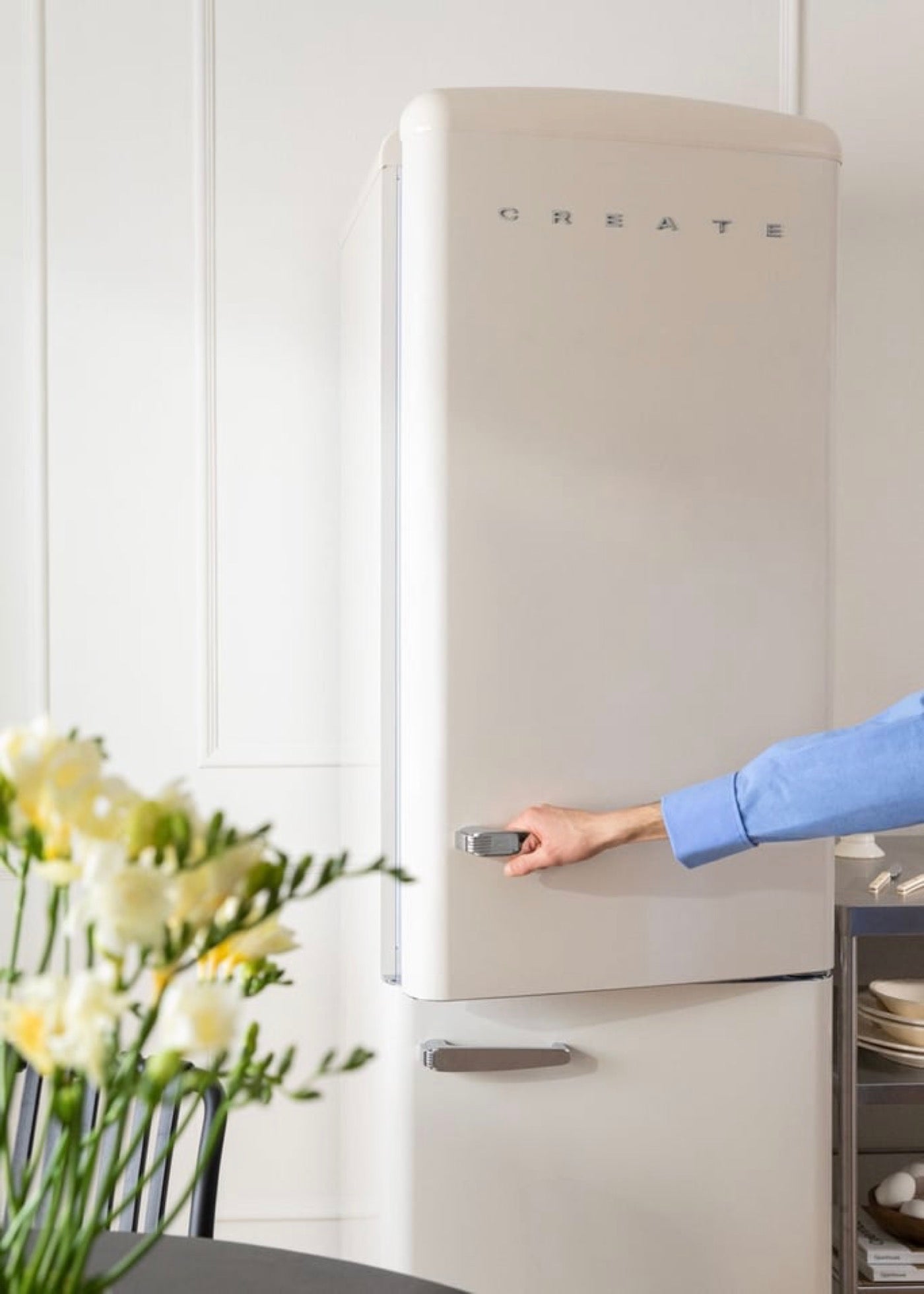 Fridge Stylance 330L - Réfrigérateur Combiné Style Rétro - Blanc Cassé