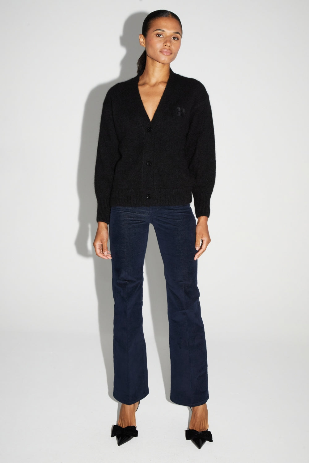Cardigan Mira Black 100% Laine Extra Vierge Fabriqué Au Portugal
