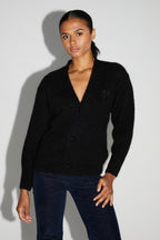 Cardigan Mira Black 100% Laine Extra Vierge Fabriqué Au Portugal
