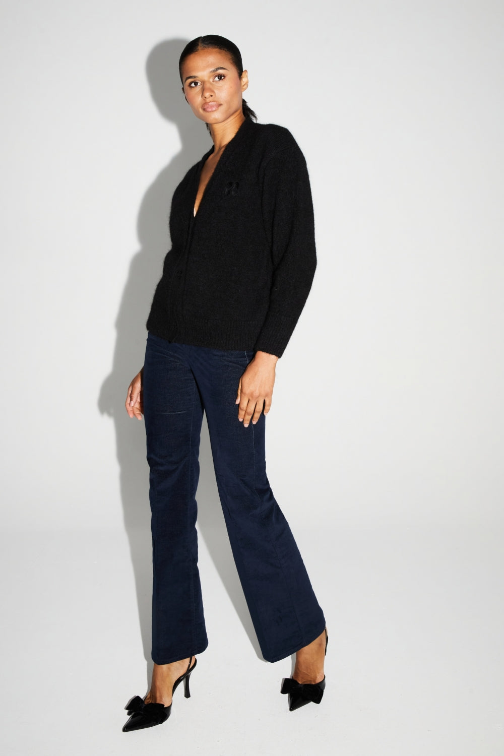 Cardigan Mira Black 100% Laine Extra Vierge Fabriqué Au Portugal