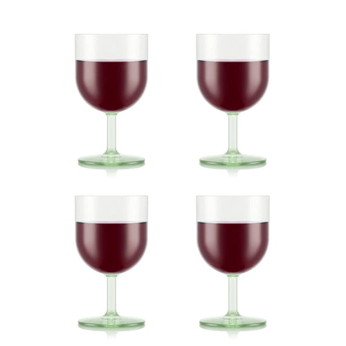 4 Verres À Vin Rouge En Plastique, Réutilisable, 0.25 L - Pistachio