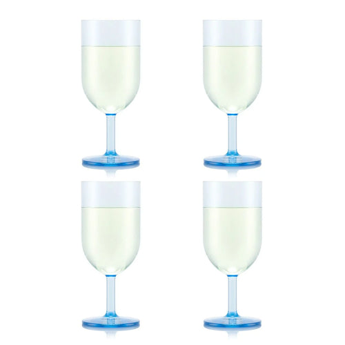 4 Verres À Vin Blanc En Plastique, Réutilisable, 0.23 L - Blue Moon