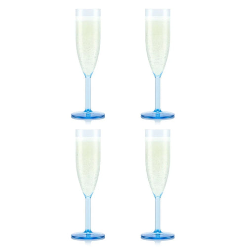 4 Flutes À Champagne En Plastique, Réutilisable, 0.12 L - Blue Moon