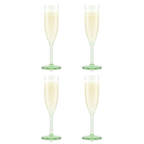 4 Flutes À Champagne En Plastique, Réutilisable, 0.12 L - Pistachio