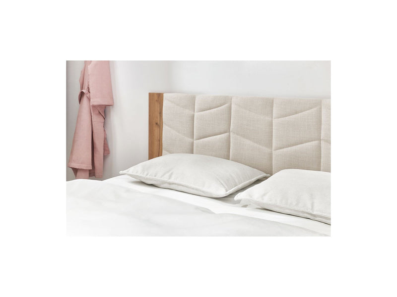 Lit Avec Lattes Massives Pieds En Bois Naturel - Leona - Beige