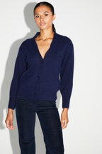 Cardigan Mira Navy 100% Laine Extra Vierge Fabriqué Au Portugal