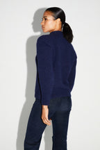 Cardigan Mira Navy 100% Laine Extra Vierge Fabriqué Au Portugal