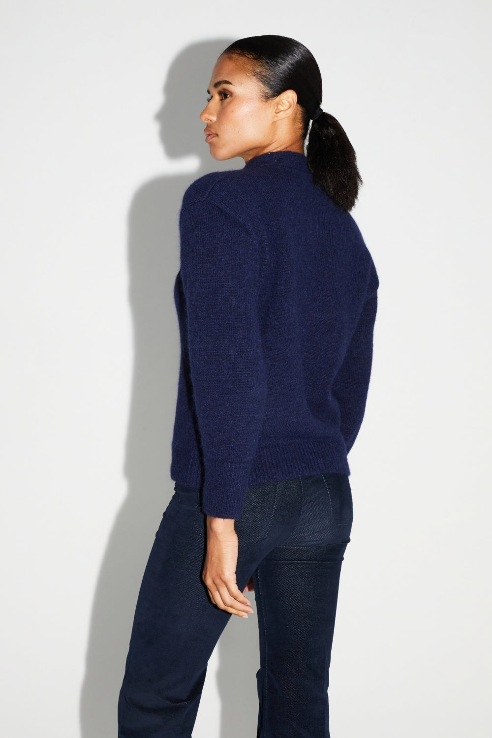 Cardigan Mira Navy 100% Laine Extra Vierge Fabriqué Au Portugal