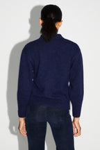 Cardigan Mira Navy 100% Laine Extra Vierge Fabriqué Au Portugal