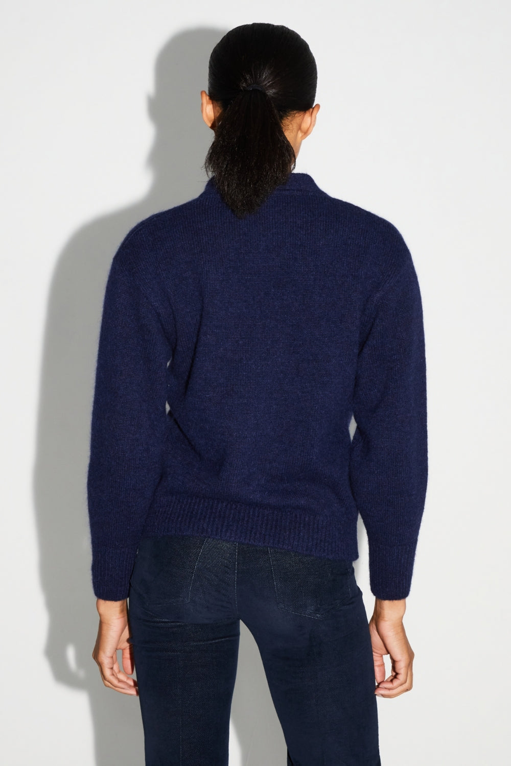 Cardigan Mira Navy 100% Laine Extra Vierge Fabriqué Au Portugal