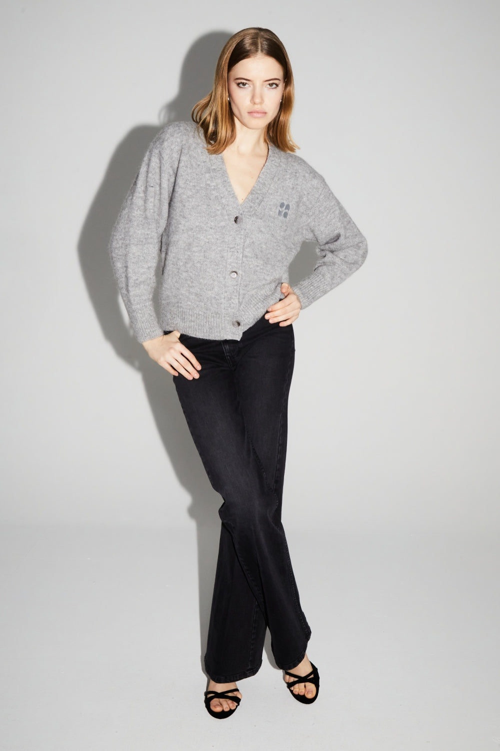Cardigan Mira Grey 100% Laine Extra Vierge Fabriqué Au Portugal