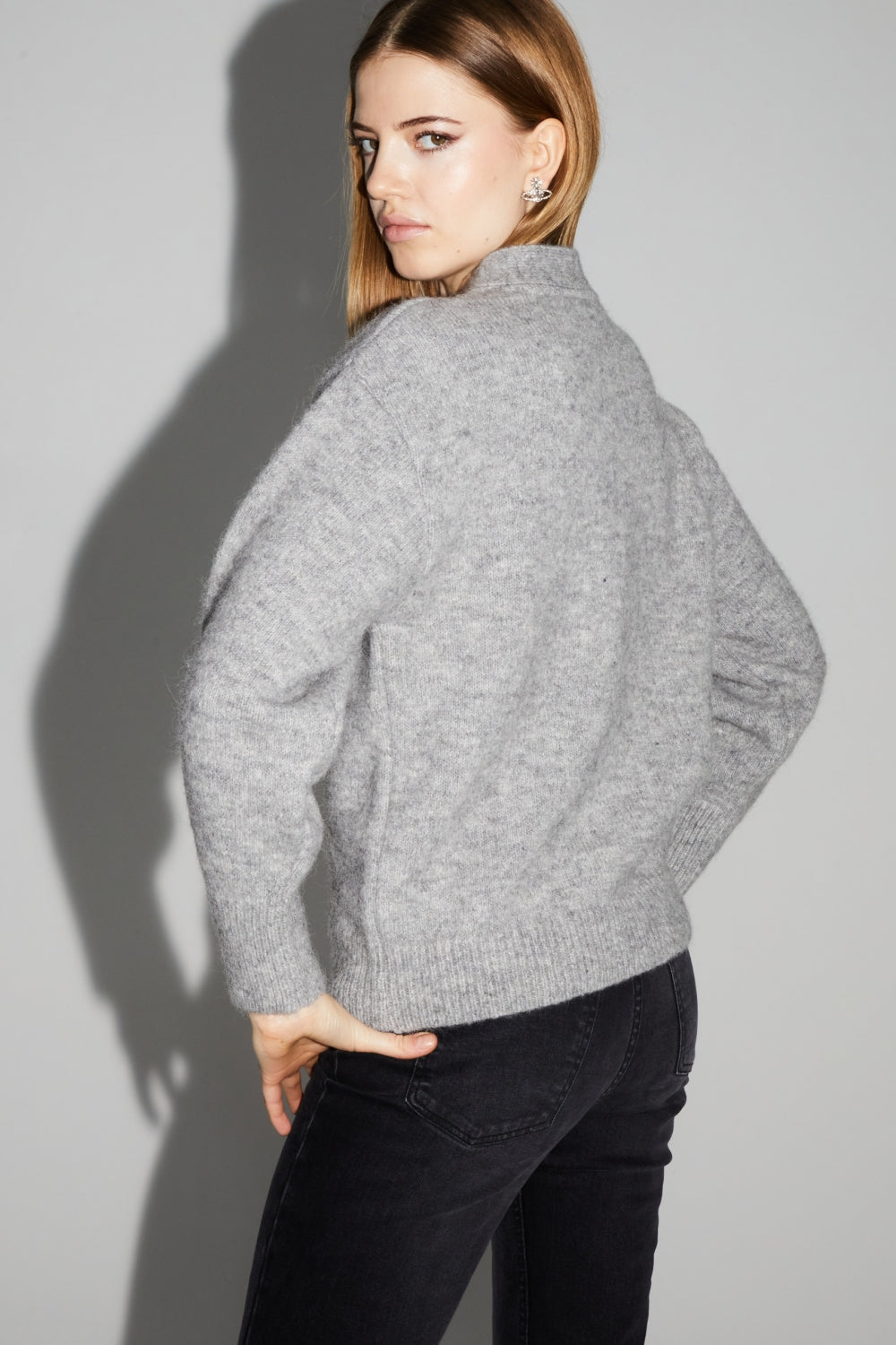 Cardigan Mira Grey 100% Laine Extra Vierge Fabriqué Au Portugal
