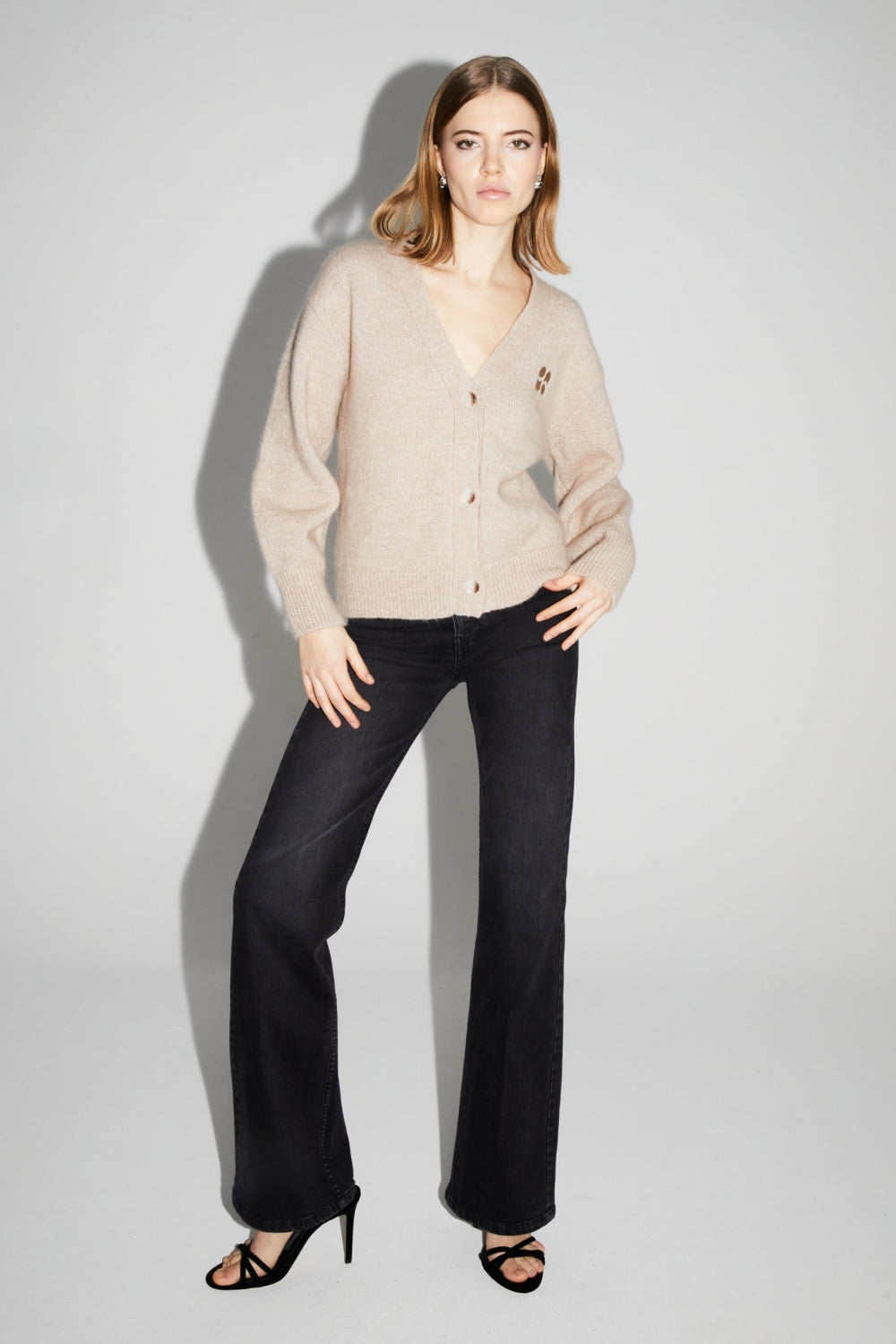 Cardigan Mira Beige 100% Laine Extra Vierge Fabriqué Au Portugal