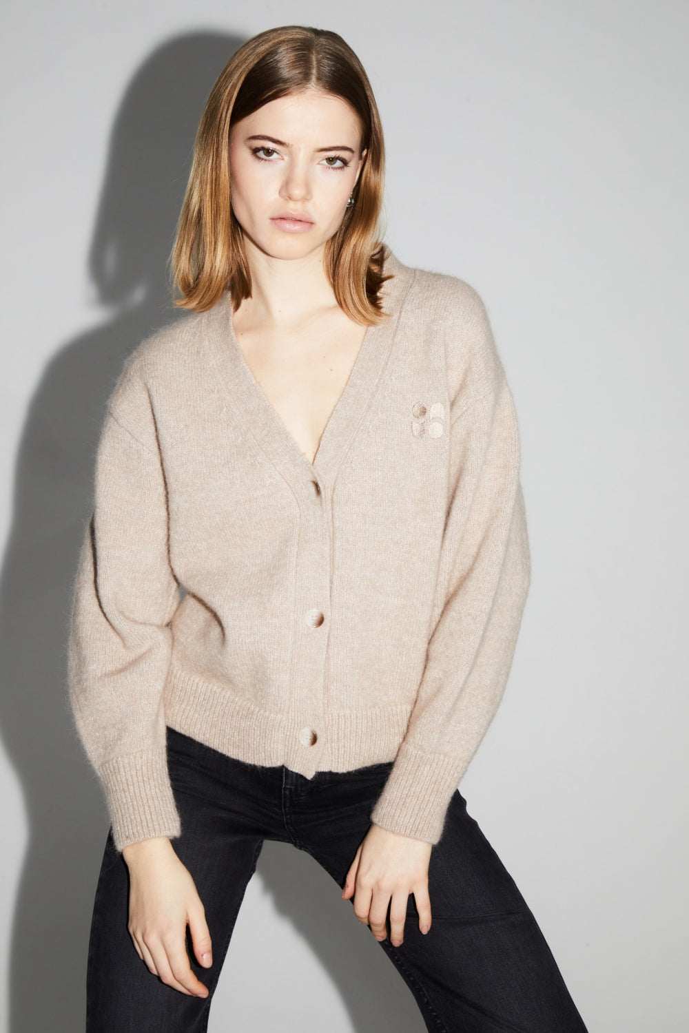 Cardigan Mira Beige 100% Laine Extra Vierge Fabriqué Au Portugal