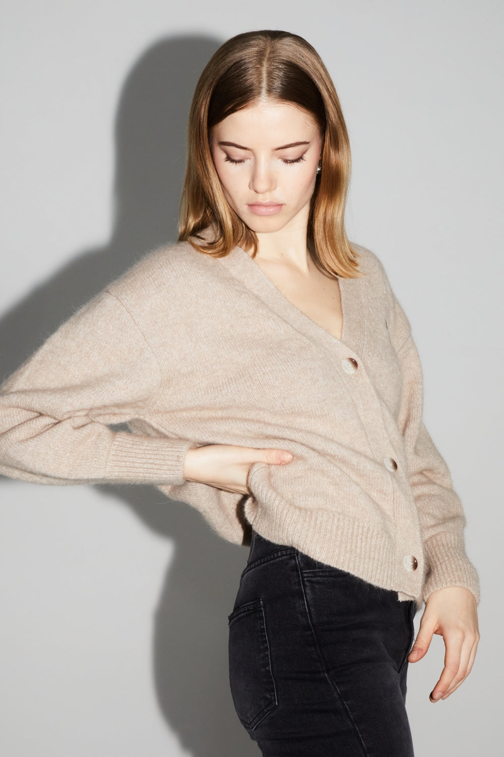 Cardigan Mira Beige 100% Laine Extra Vierge Fabriqué Au Portugal