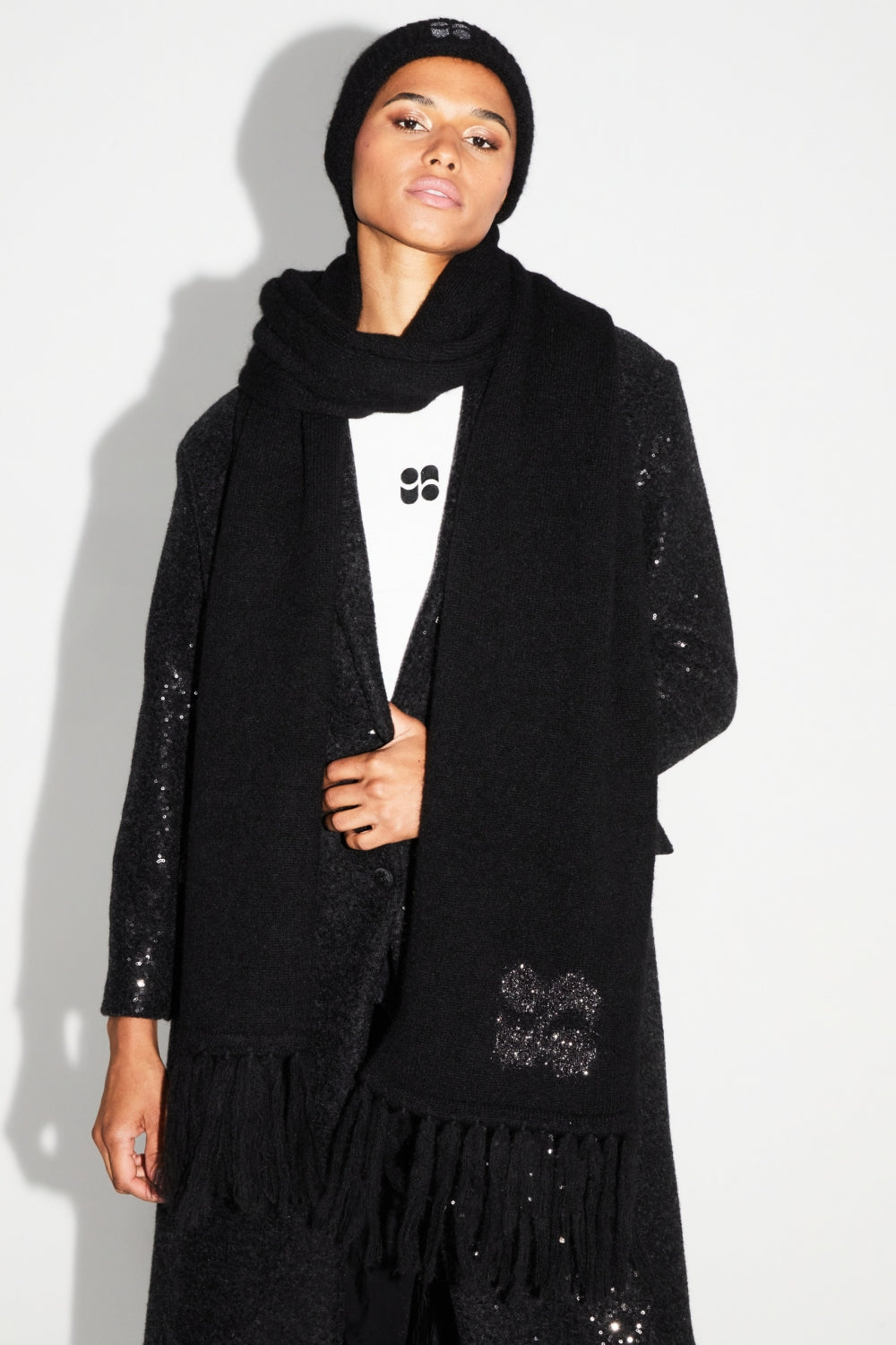 Bonnet Fizz Black 100% Laine Extra Vierge Fabriqué Au Portugal