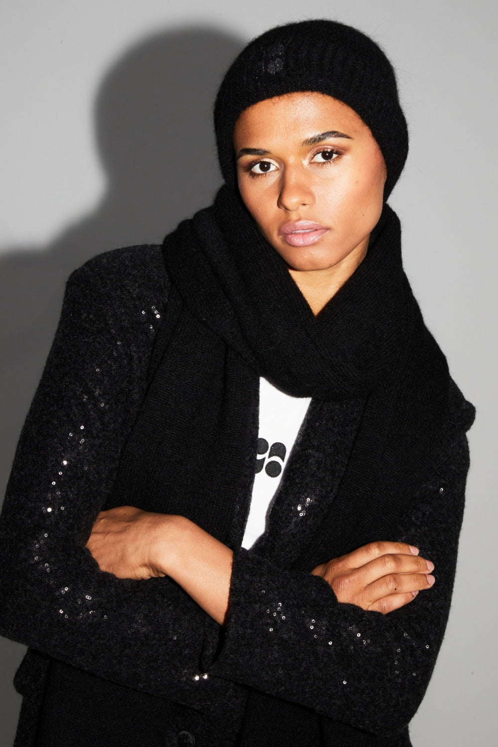 Bonnet Fizz Black 100% Laine Extra Vierge Fabriqué Au Portugal