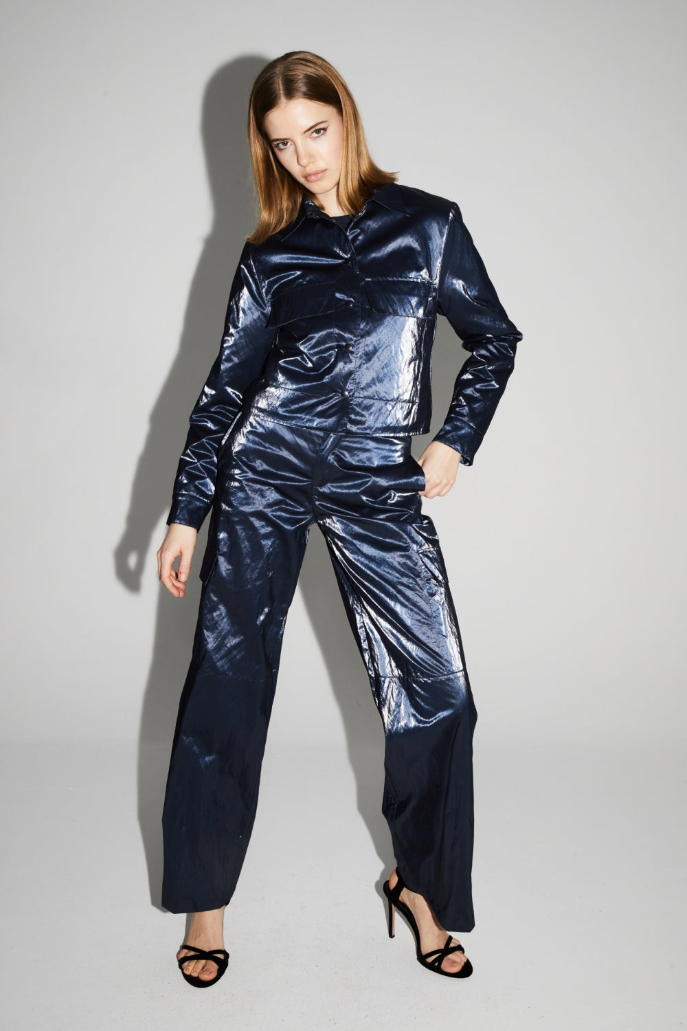 Pantalon Cargo Nolan Mercurio Blue Fabriqué En Italie