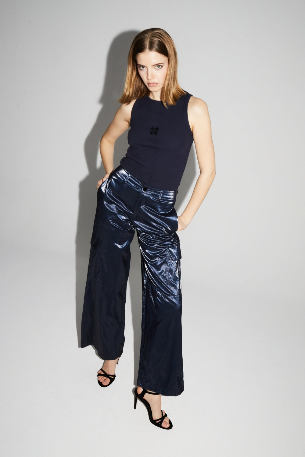 Pantalon Cargo Nolan Mercurio Blue Fabriqué En Italie