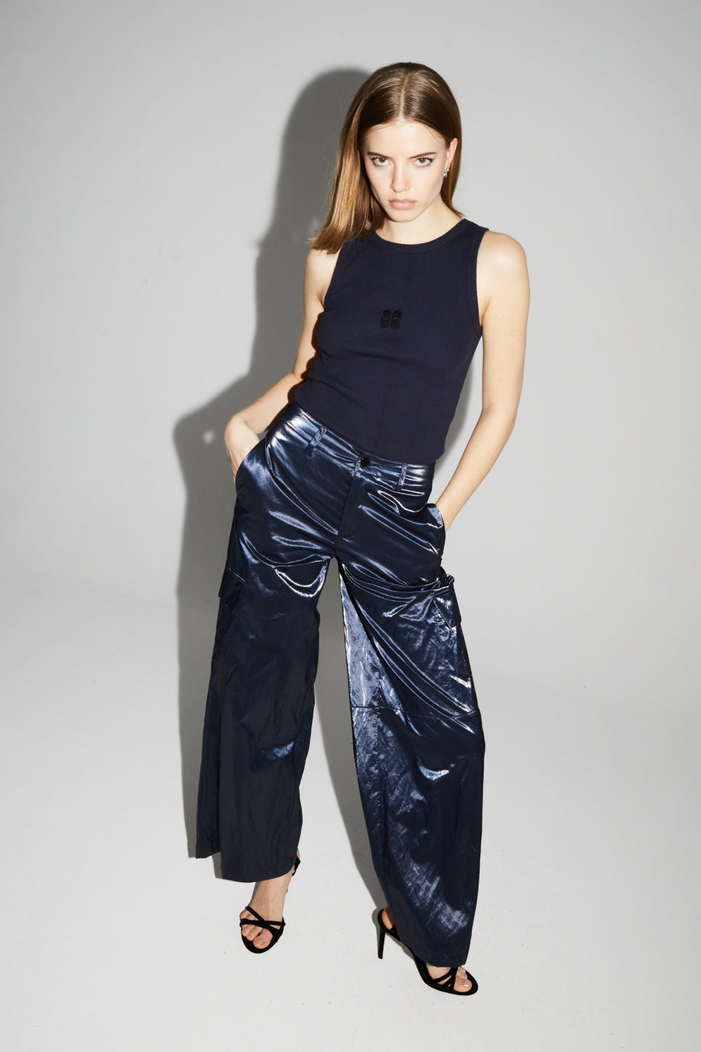 Pantalon Cargo Nolan Mercurio Blue Fabriqué En Italie
