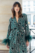 Diane Feather Jacket - Green Cosmic