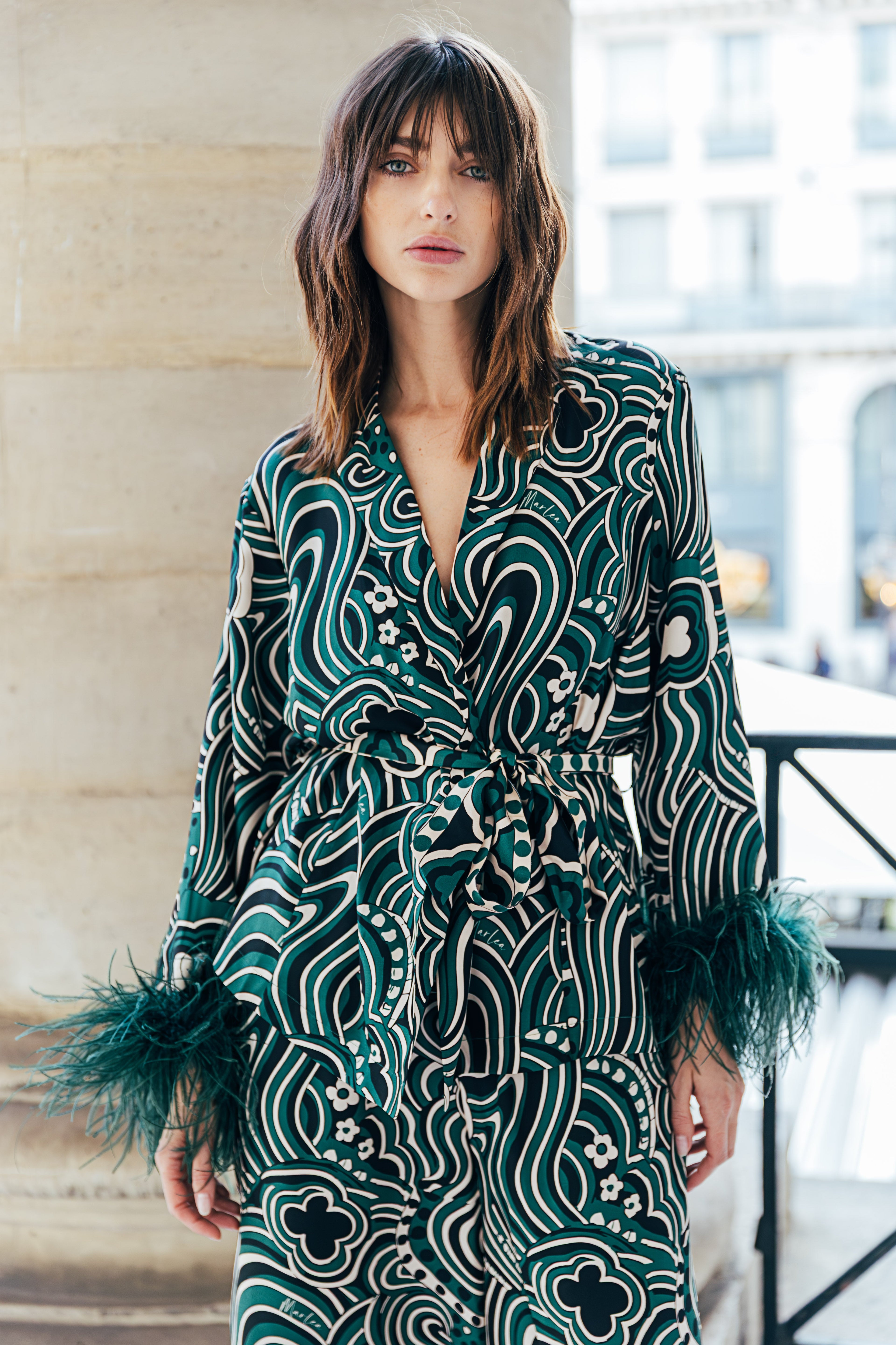 Diane Feather Jacket - Green Cosmic