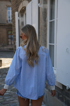 Chemise Brodée Valeria - Bleue