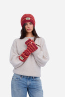 Moufles Duveteuses Bordeaux Et Orange