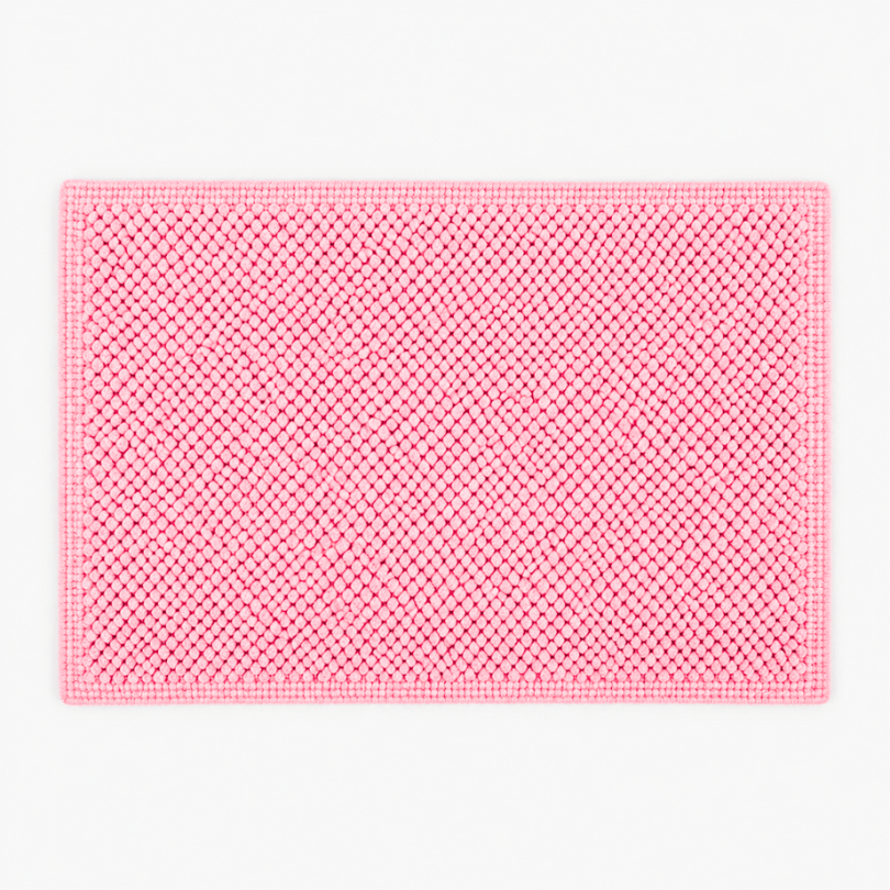 Tapis De Bain En Coton Bouclé - Rose Pâle