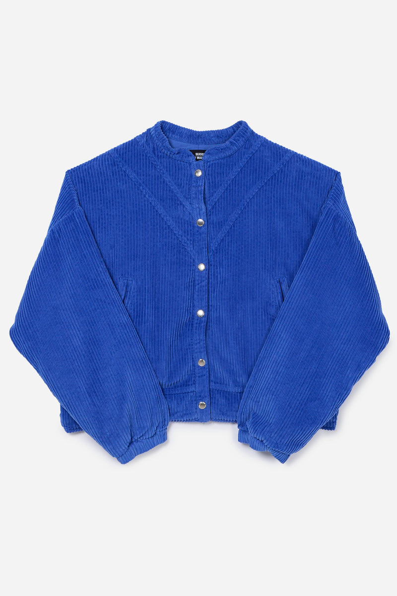 Blouson Aviateur En Velours Côtelé Bleu