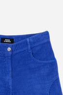 Pantalon Droit En Velours Côtelé Bleu