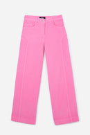 Pantalon Droit En Velours Côtelé Rose