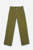 Pantalon Droit En Velours Côtelé Vert