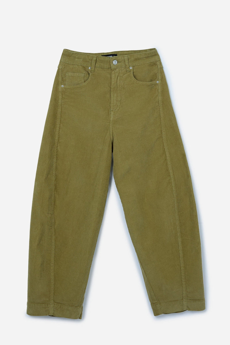 Pantalon Bouffant En Velours Côtelé Vert