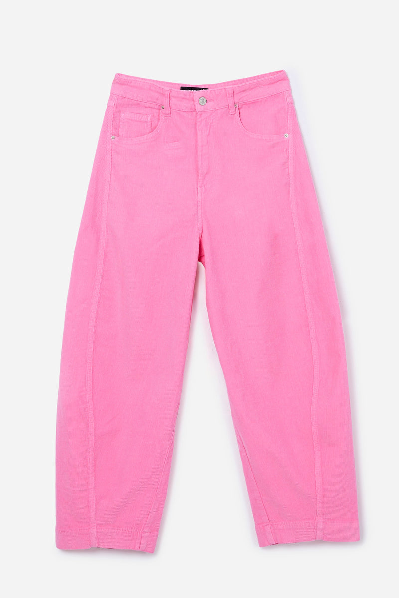 Pantalon Bouffant En Velours Côtelé Rose
