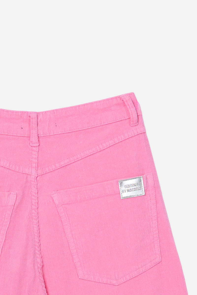 Pantalon Bouffant En Velours Côtelé Rose