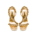 Roxana Gold High-Heel Asymmetric Sandal