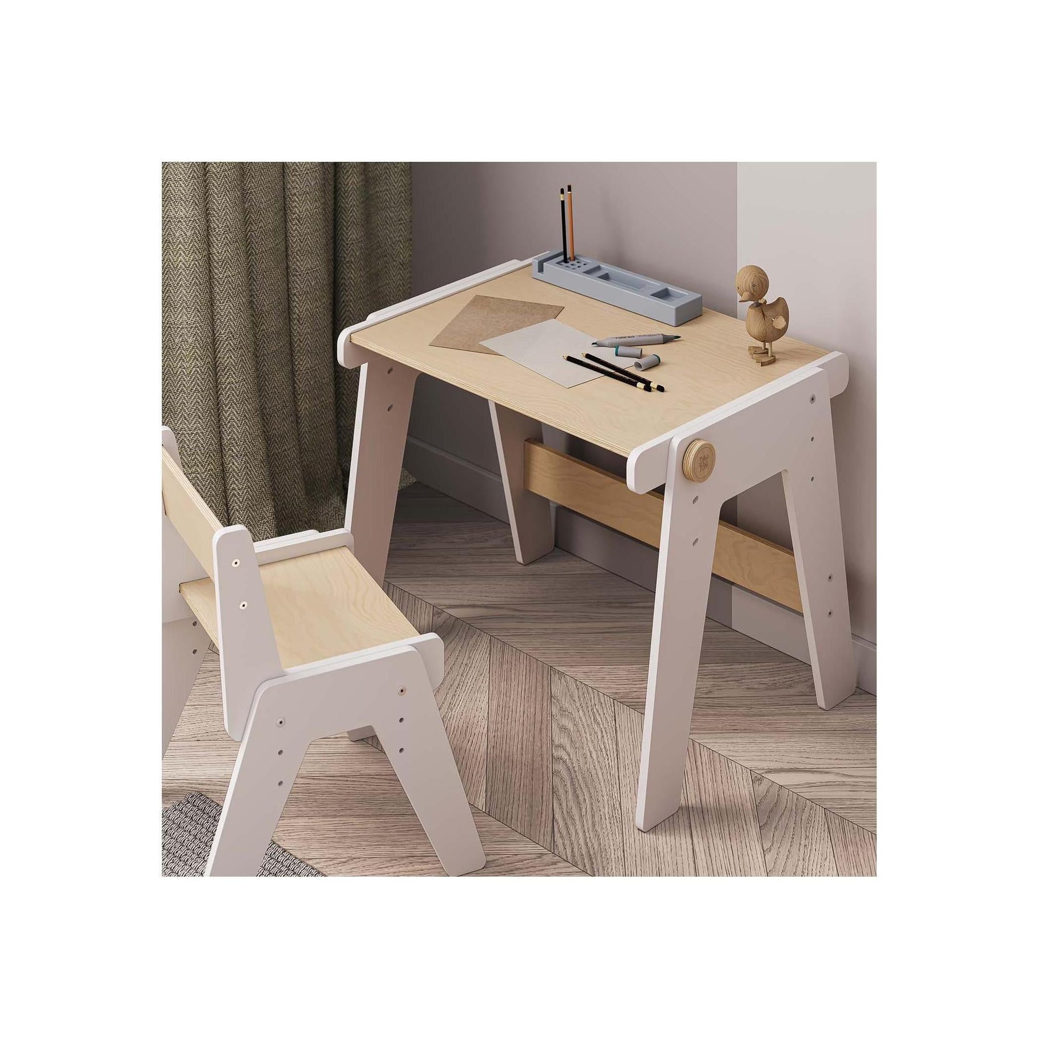 Duo Table & Chaise Évolutives – Blanc