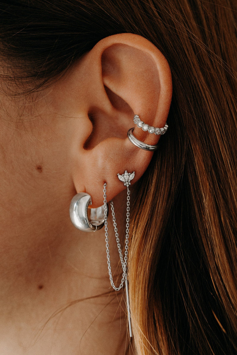 Composition de boucles d'oreilles femme argent