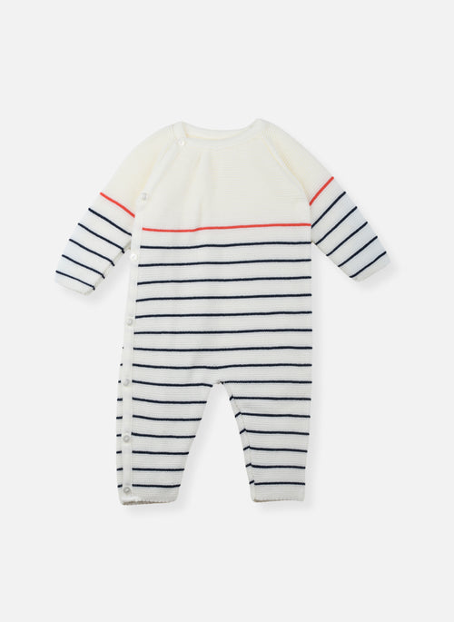 Combinaison Marinière Les Basiques - Écru À Rayure Marine/Coquelicot