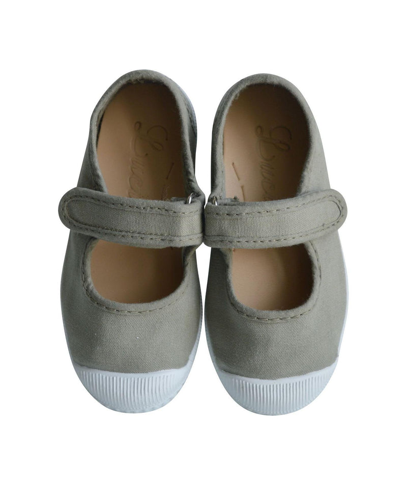 Chaussures En Toiles Ballerines Babies Scratch - Vert De Gris - Fille