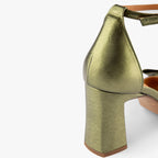 Sandali Hortense - Pelle metallizzata goffrata - Kaki