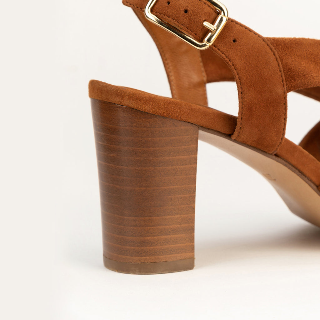 Sandali Flavia - Velluto - Cognac