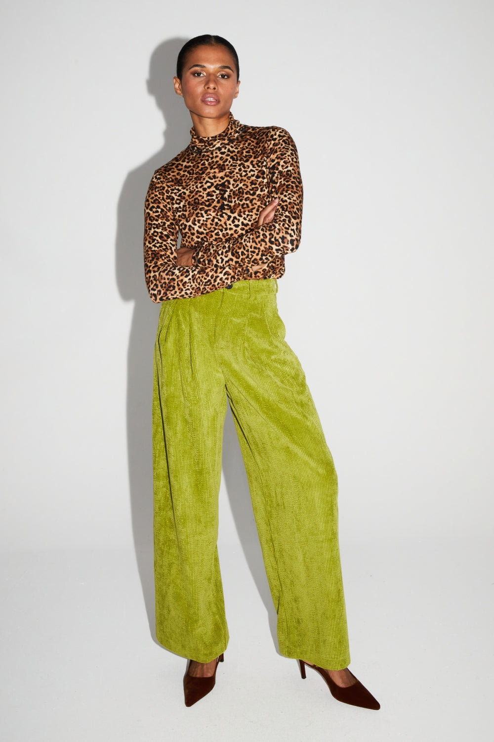 Pantalon Astrid Velours Vintage Anisé Fabriqué En Italie